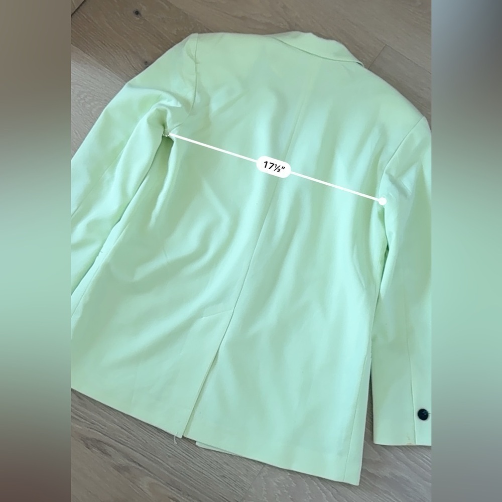 H&M Oversized Green Double Breasted Blazer Jacket Pockets Button Long Sleeve 2XS - Picture 5 of 7